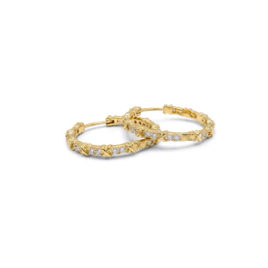Pendientes aros circos X - pendientes en plata de ley 925, baño de oro y circonitas de Amazing Joyas