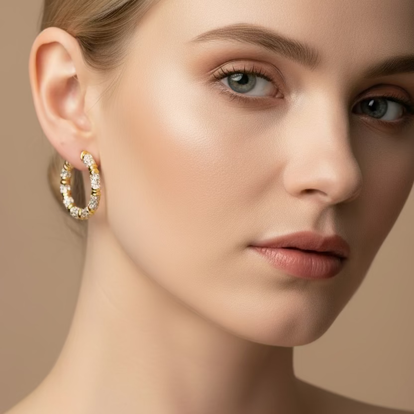 Pendientes aros circos X - pendientes en plata de ley 925, baño de oro y circonitas de Amazing Joyas