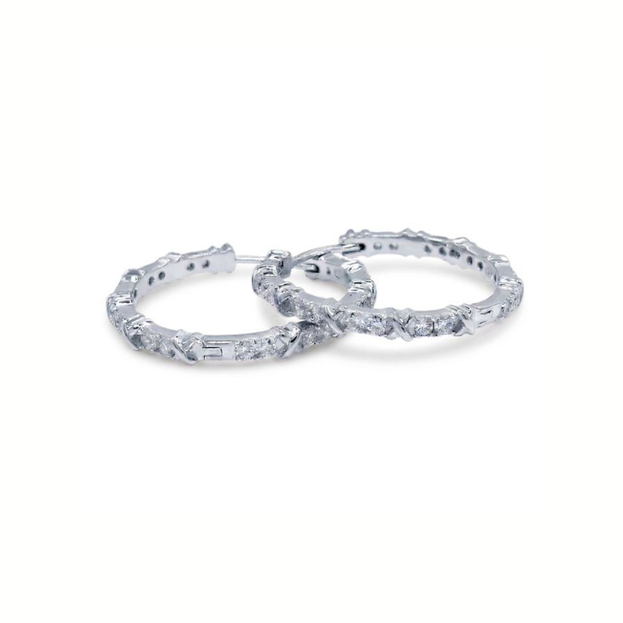 Pendientes aros circos X - pendientes en plata de ley 925, baño de oro y circonitas de Amazing Joyas