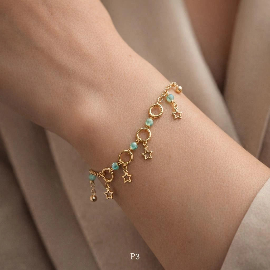 Pulsera aros estrellas circo verde