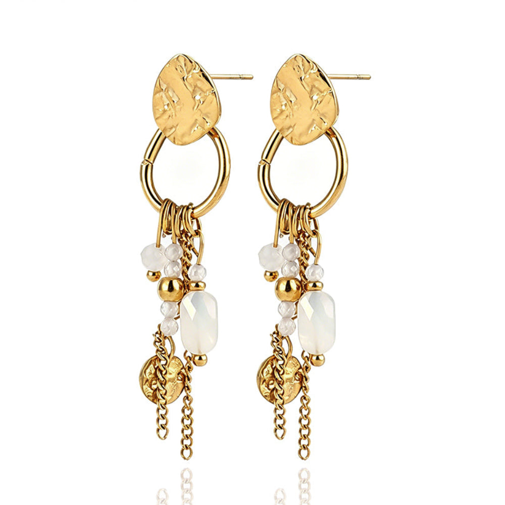 Pendientes acero piedras color