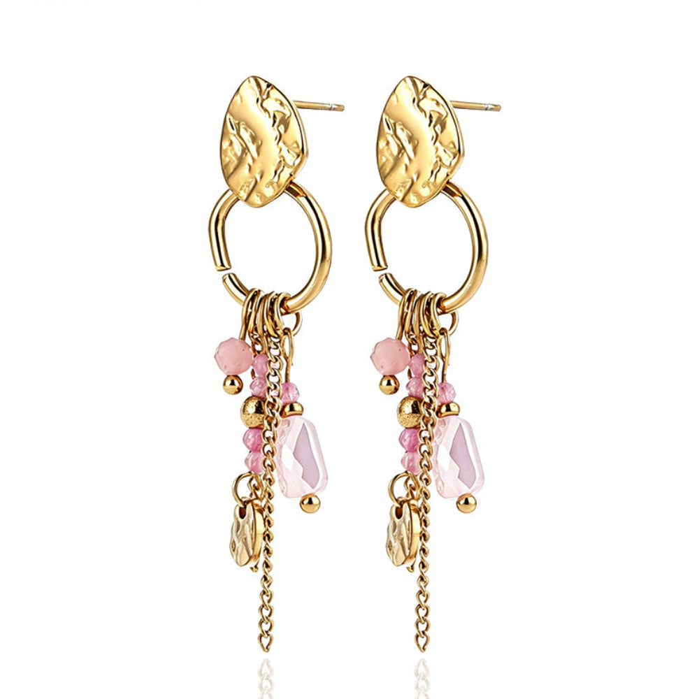 Pendientes acero piedras color