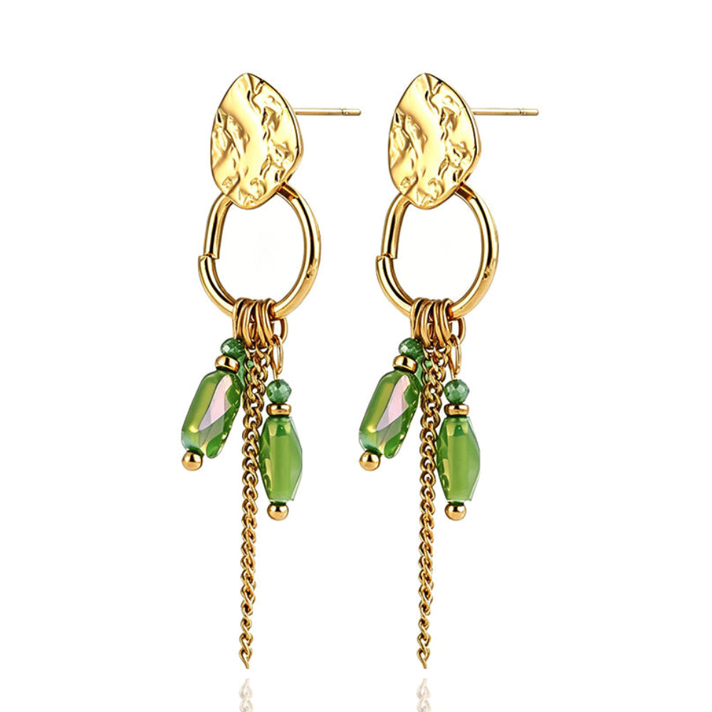 Pendientes acero piedras color
