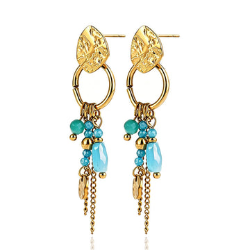Pendientes acero piedras color