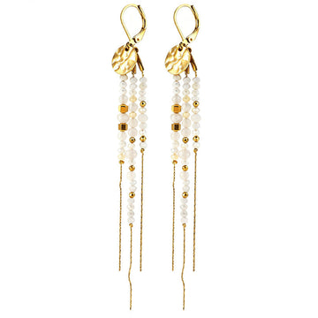 Pendientes largos acero piedras