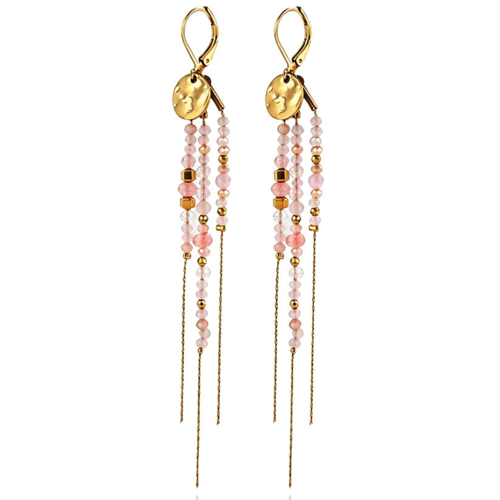 Pendientes largos acero piedras