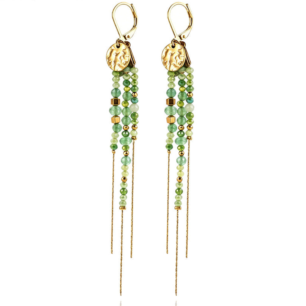 Pendientes largos acero piedras