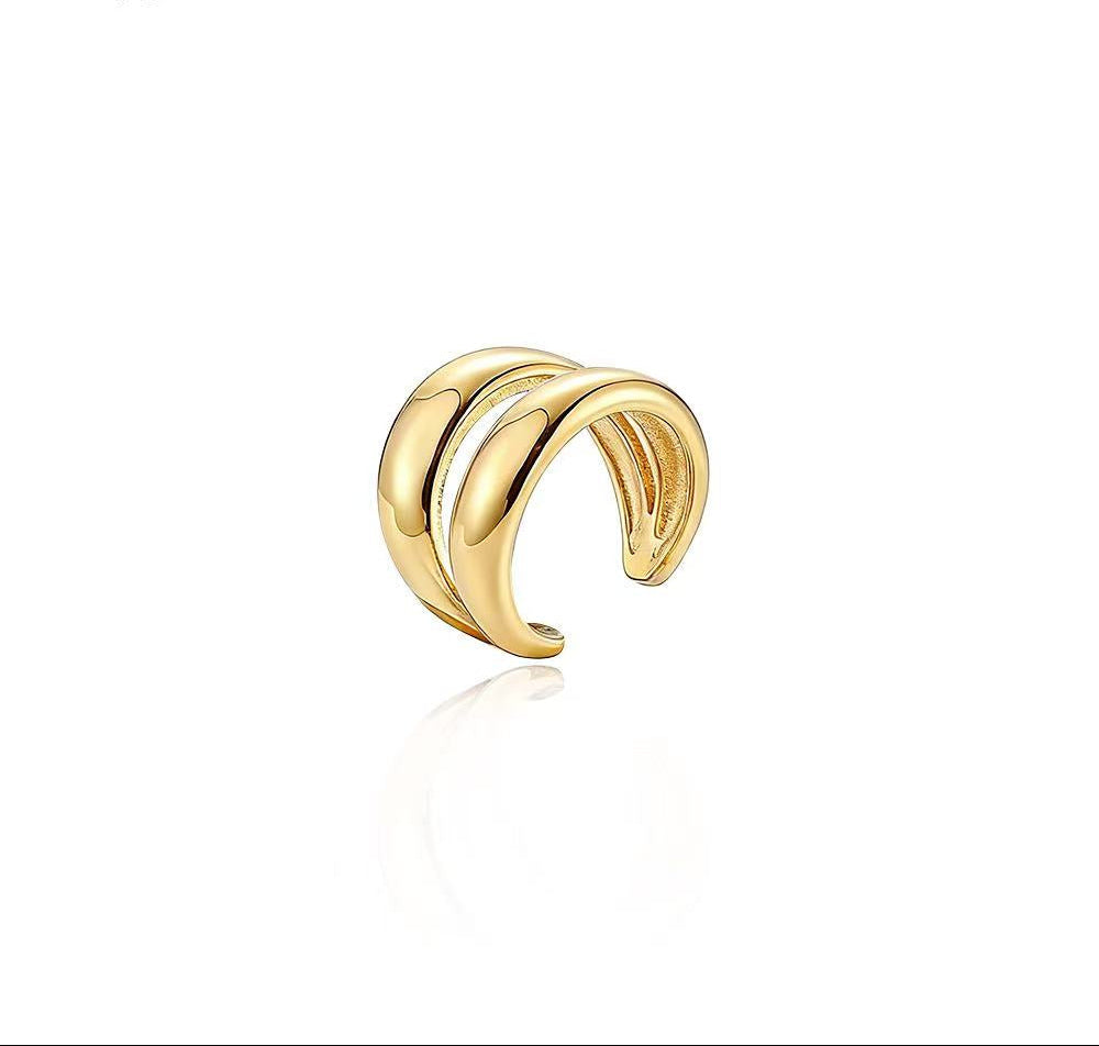 Earcuff acero doble ancho - earcuff en acero con baño de oro de Amazing Joyas