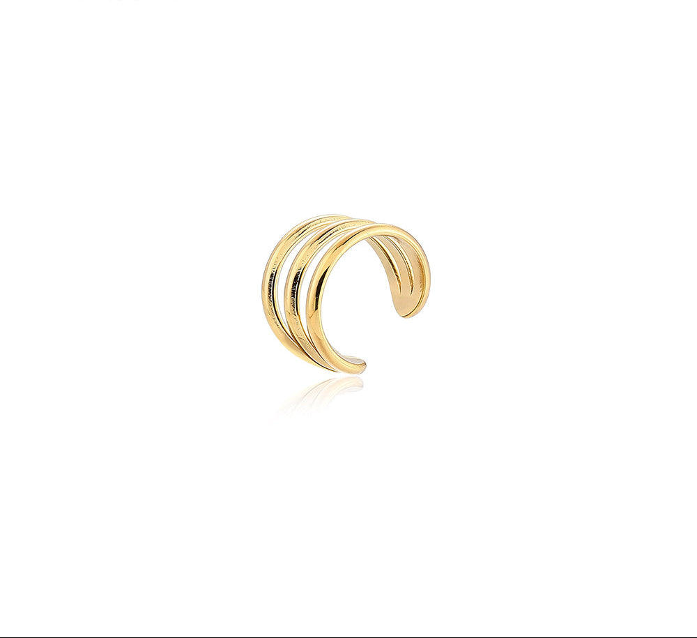 Earcuff acero triple liso / circos con circos - earcuff en acero con baño de oro de Amazing Joyas