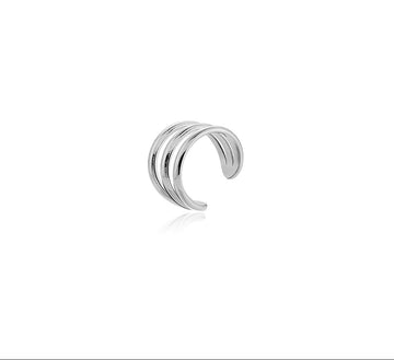 Earcuff acero triple liso / circos con circos - earcuff en acero con baño de oro de Amazing Joyas