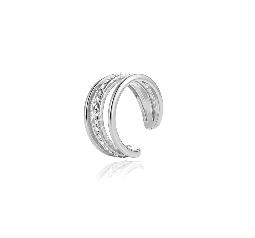 Earcuff acero triple liso / circos con circos - earcuff en acero con baño de oro de Amazing Joyas