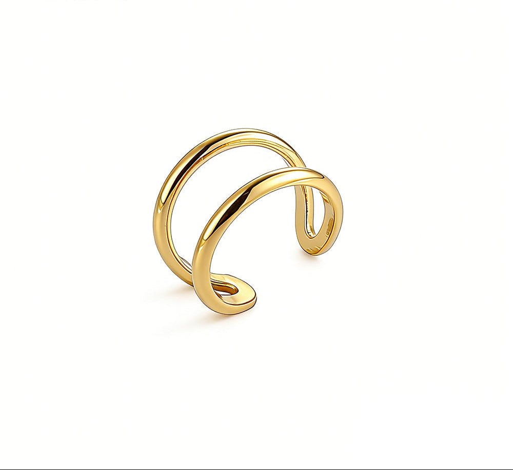 Earcuff acero doble ancho - earcuff en acero con baño de oro de Amazing Joyas