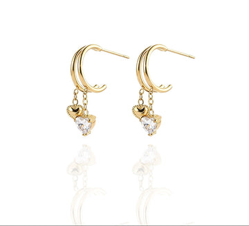 Pendientes Moon I Doble Aro Corazones