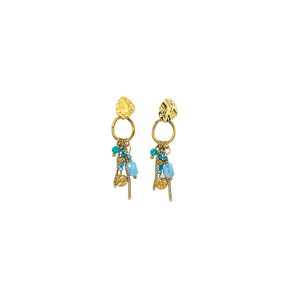 Pendientes acero piedras color