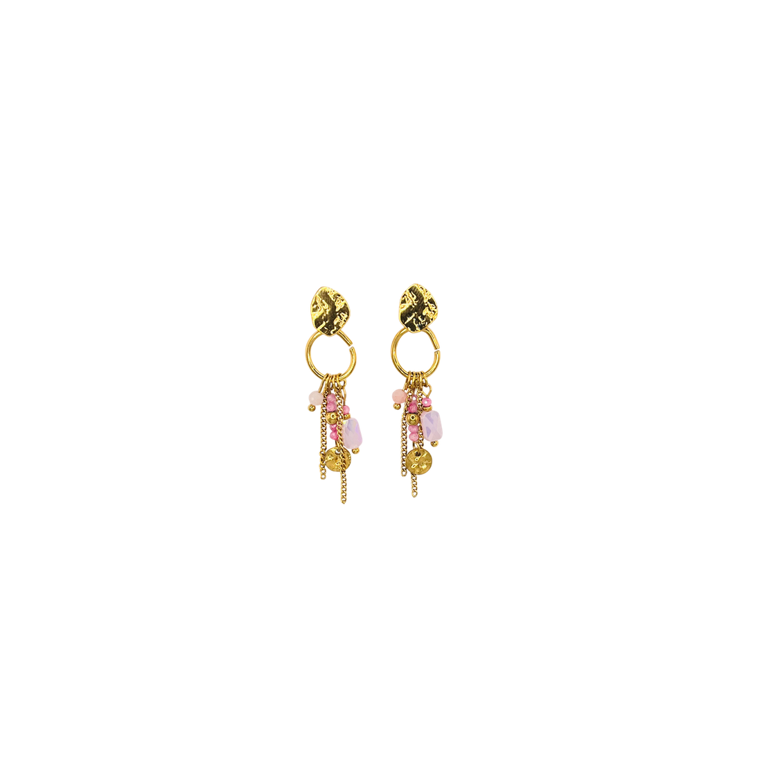 Pendientes acero piedras color