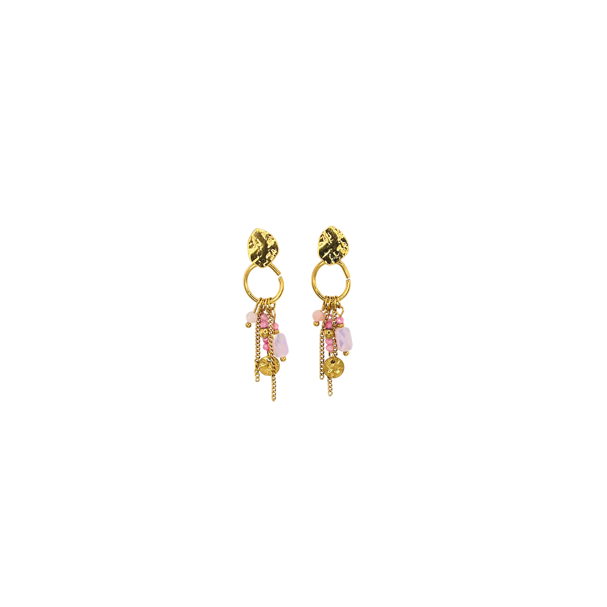Pendientes acero piedras color