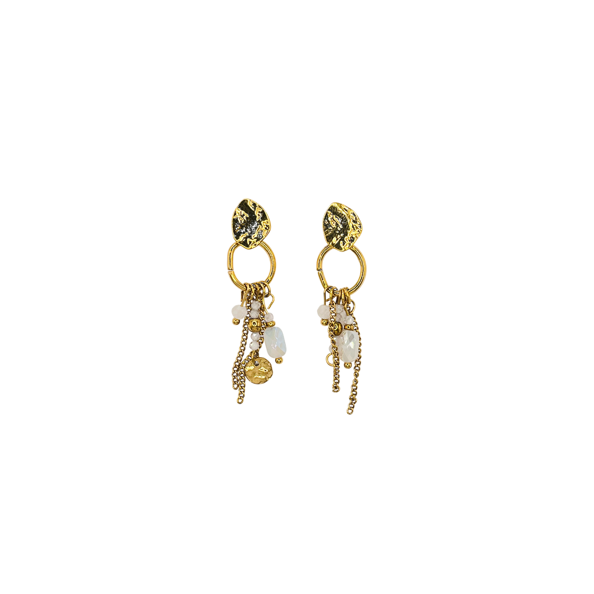 Pendientes acero piedras color