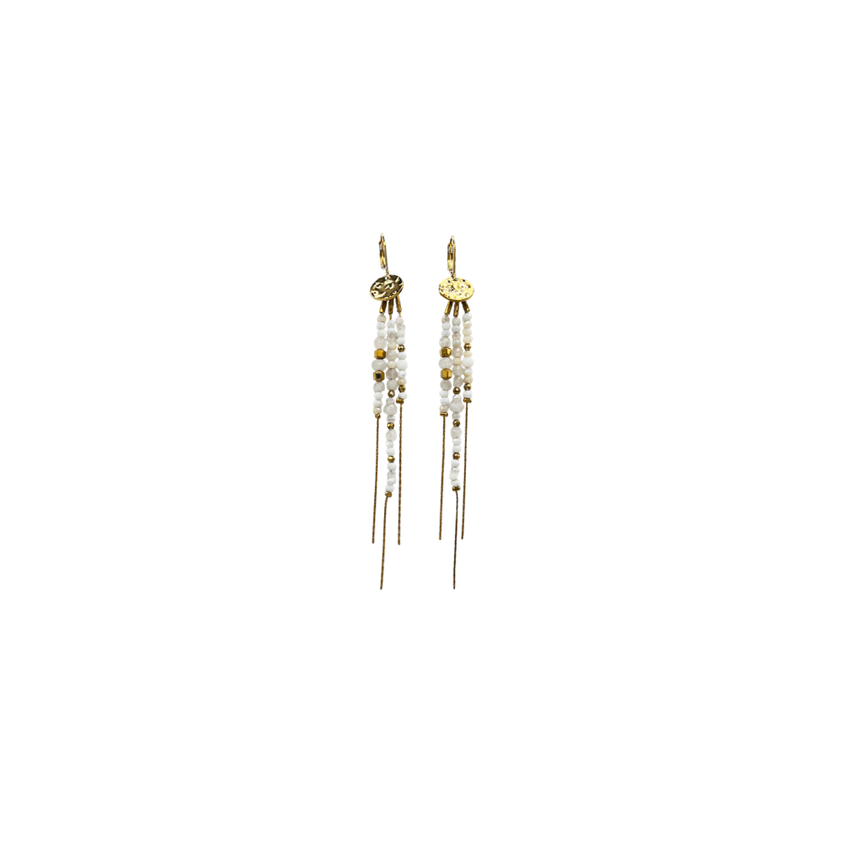 Pendientes largos acero piedras