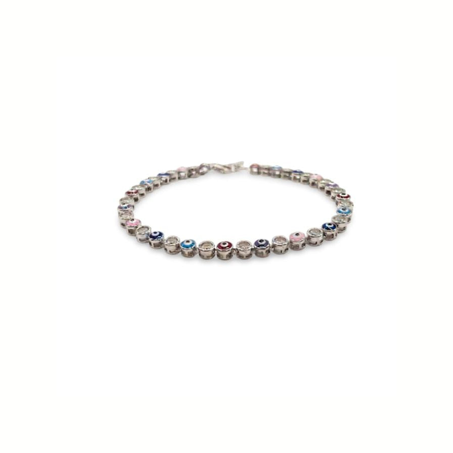 Pulsera ojitos de color - pulsera en plata de ley 925, circonitas y esmalte de Amazing Joyas