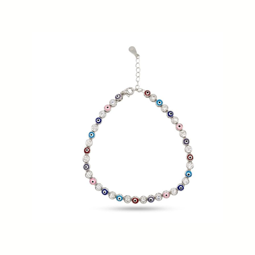 Pulsera ojitos de color - pulsera en plata de ley 925, circonitas y esmalte de Amazing Joyas