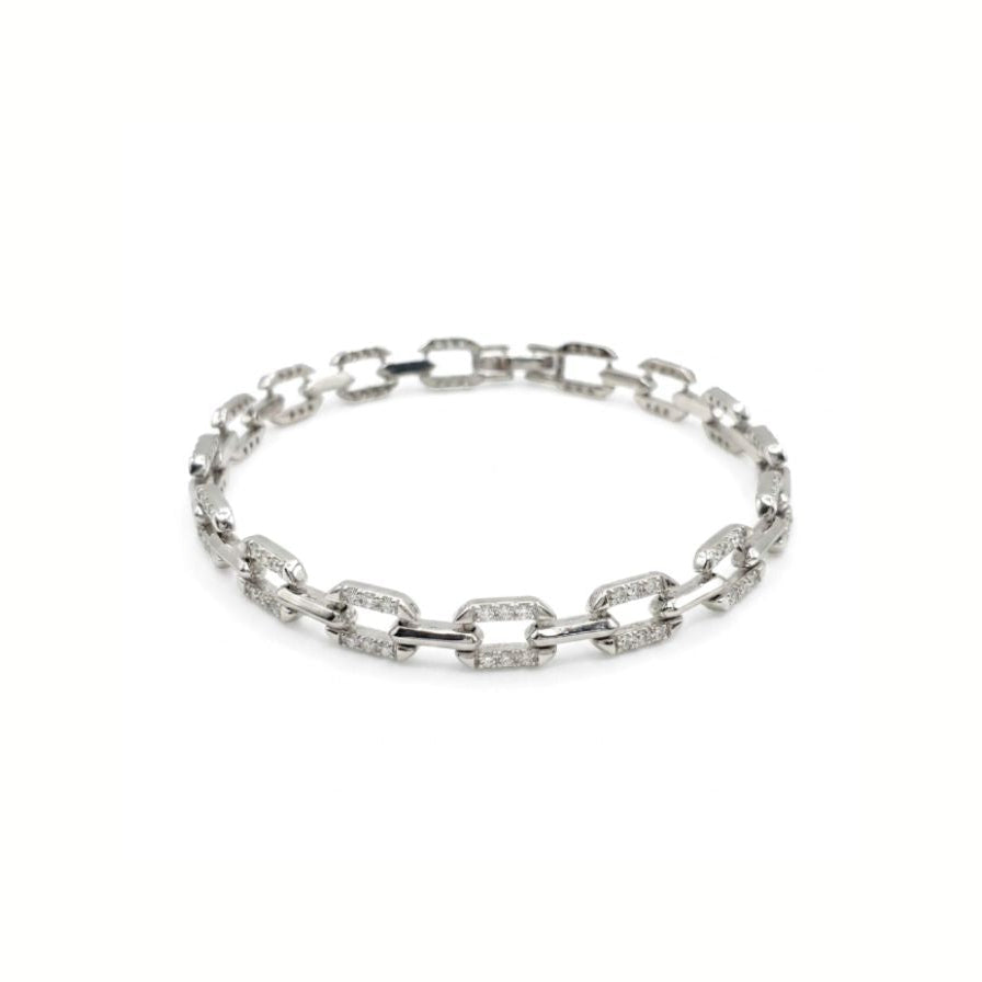 Pulsera eslabones rectangulares circos - pulsera en plata de ley 925 y circonitas de Amazing Joyas