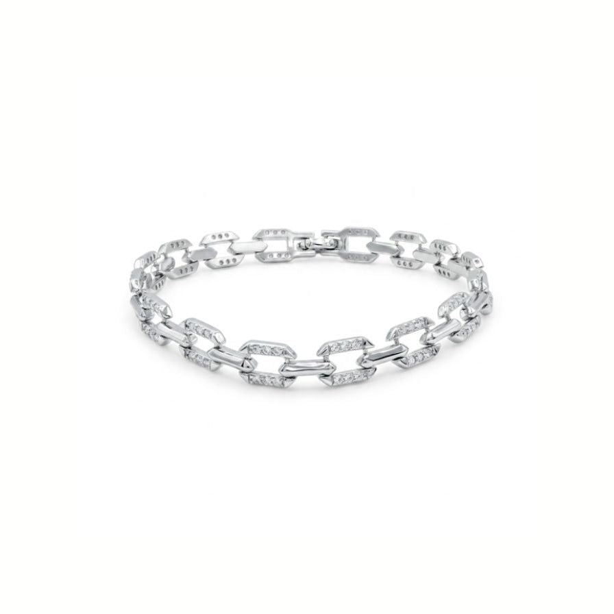 Pulsera eslabones rectangulares circos - pulsera en plata de ley 925 y circonitas de Amazing Joyas