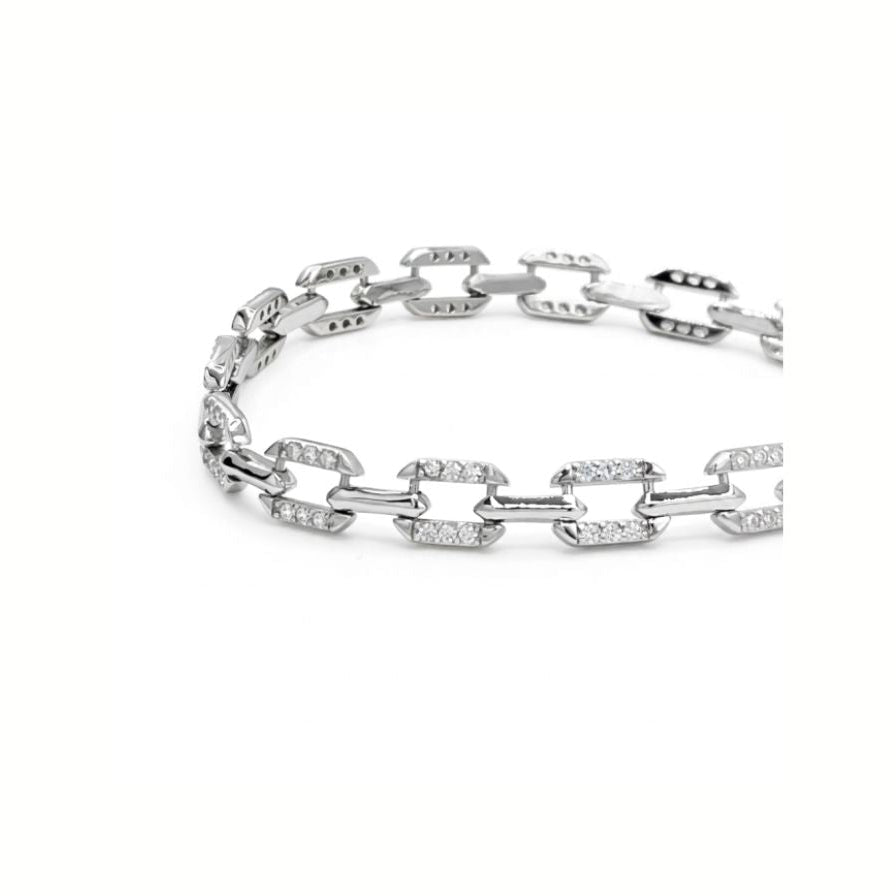 Pulsera eslabones rectangulares circos - pulsera en plata de ley 925 y circonitas de Amazing Joyas