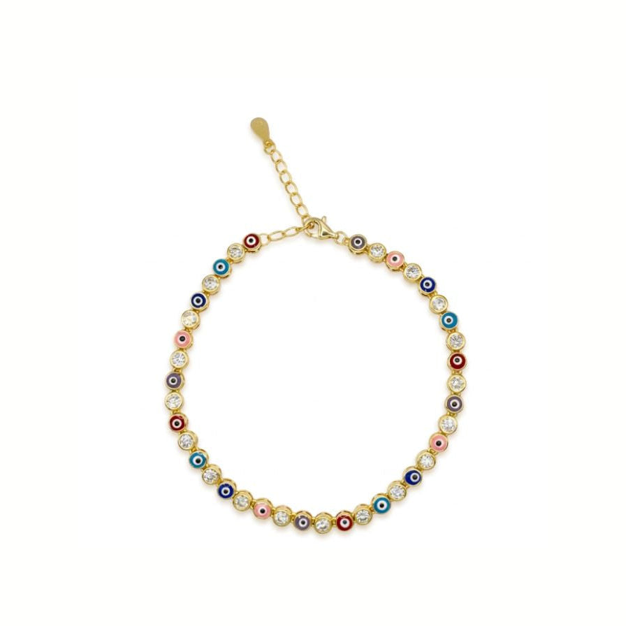 Pulsera ojitos de color - pulsera en plata de ley 925, circonitas y esmalte de Amazing Joyas