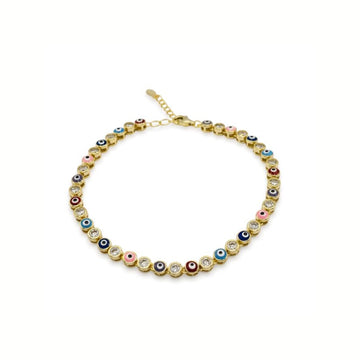 Pulsera ojitos de color - pulsera en plata de ley 925, circonitas y esmalte de Amazing Joyas