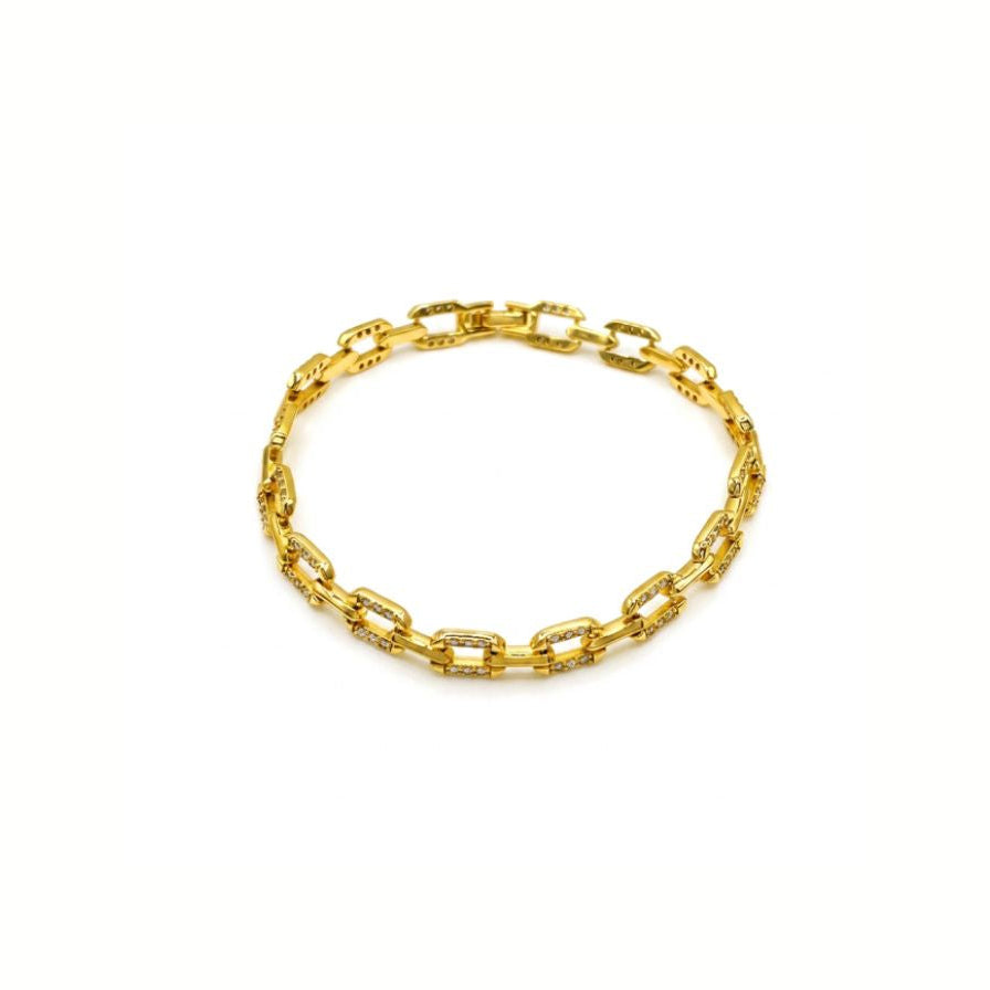 Pulsera eslabones rectangulares circos - pulsera en plata de ley 925 y circonitas de Amazing Joyas