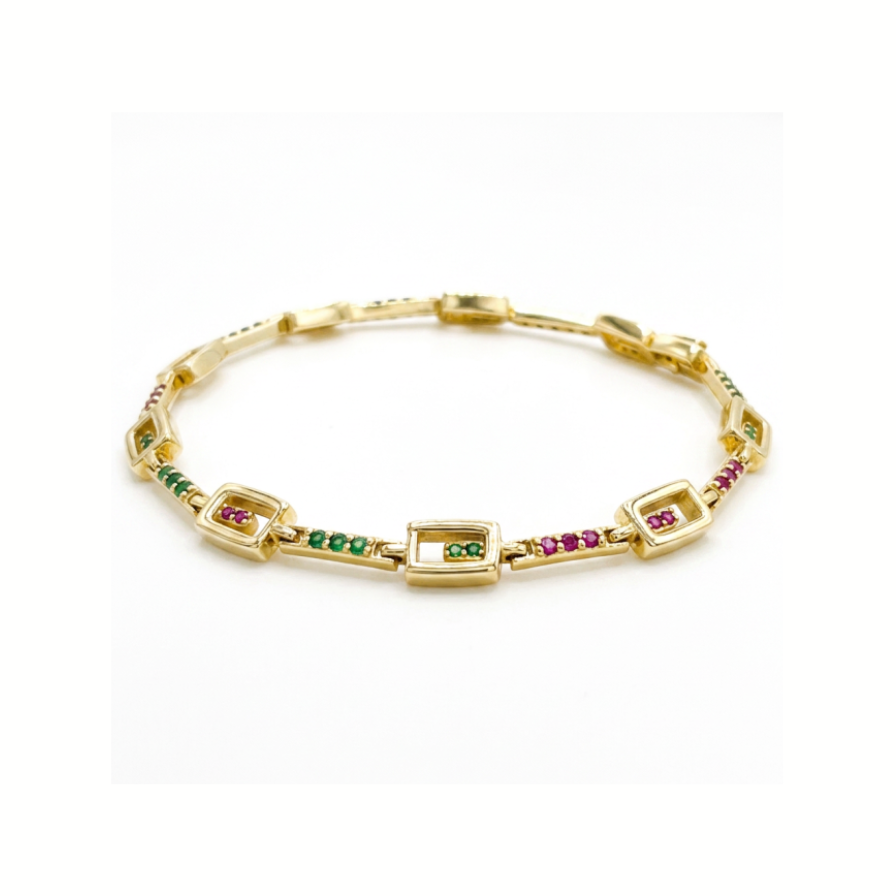 Pulsera cuadraditos colores - pulsera en plata de ley 925 y circonitas de Amazing Joyas