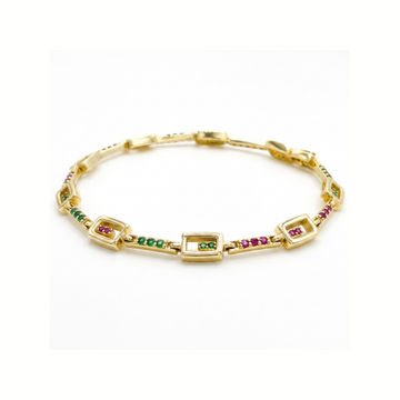 Pulsera cuadraditos colores - pulsera en plata de ley 925 y circonitas de Amazing Joyas