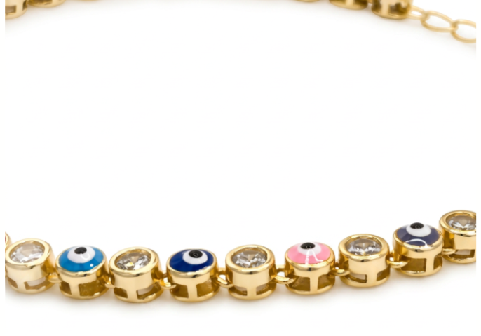 Pulsera ojitos de color - pulsera en plata de ley 925, circonitas y esmalte de Amazing Joyas