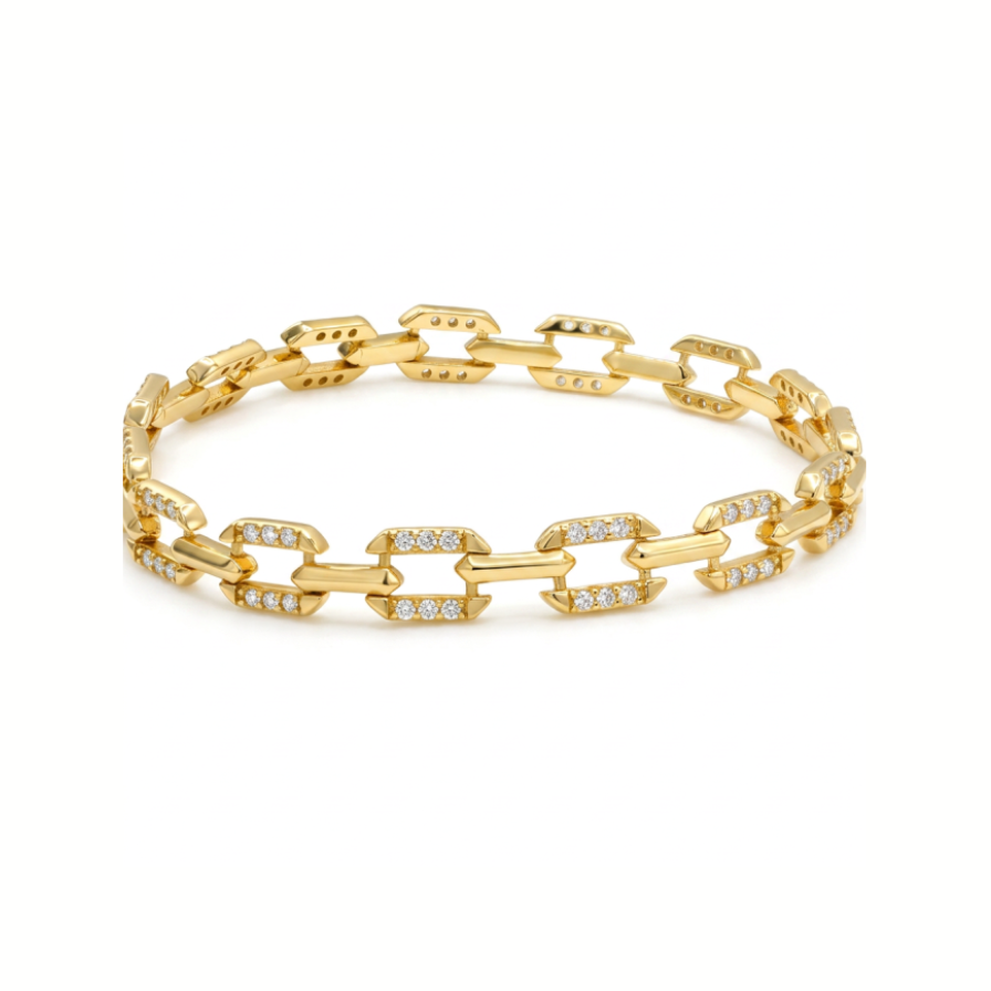 Pulsera eslabones rectangulares circos - pulsera en plata de ley 925 y circonitas de Amazing Joyas