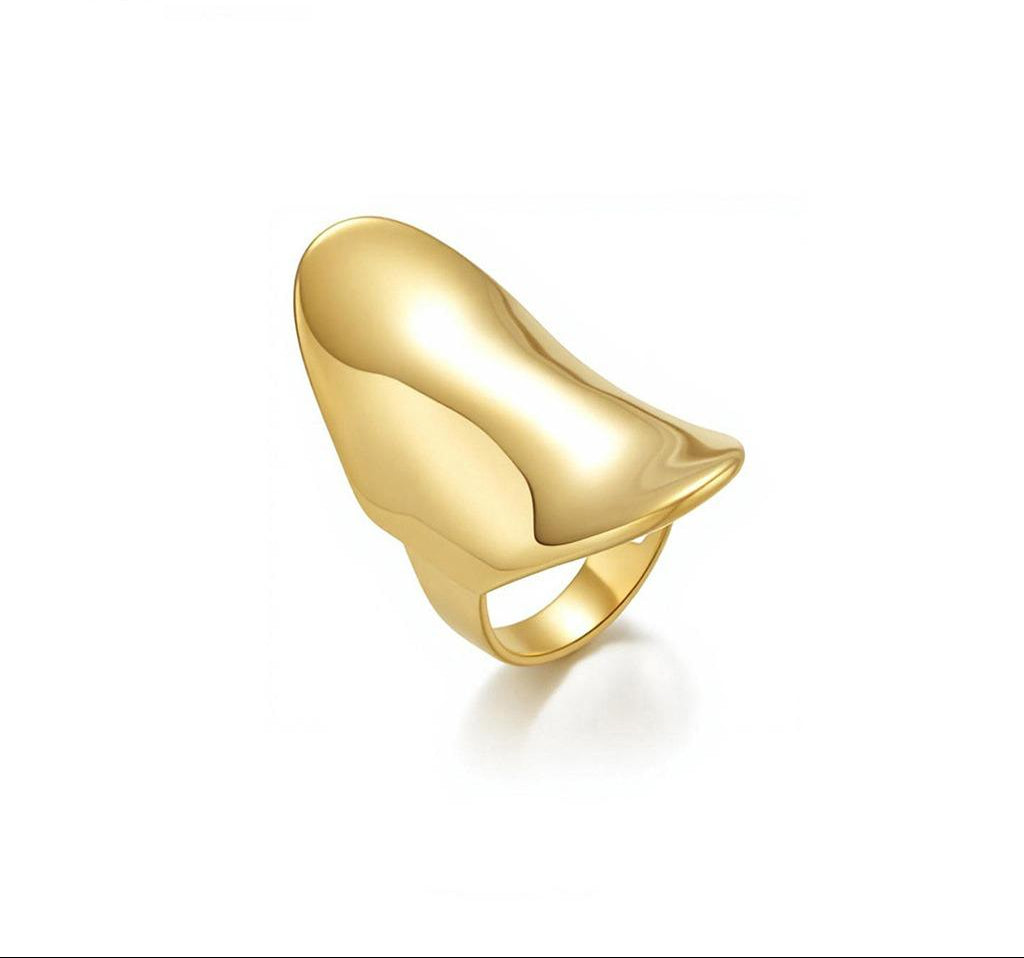Anillo plataforma acero - anillo en acero con baño de oro de Amazing Joyas