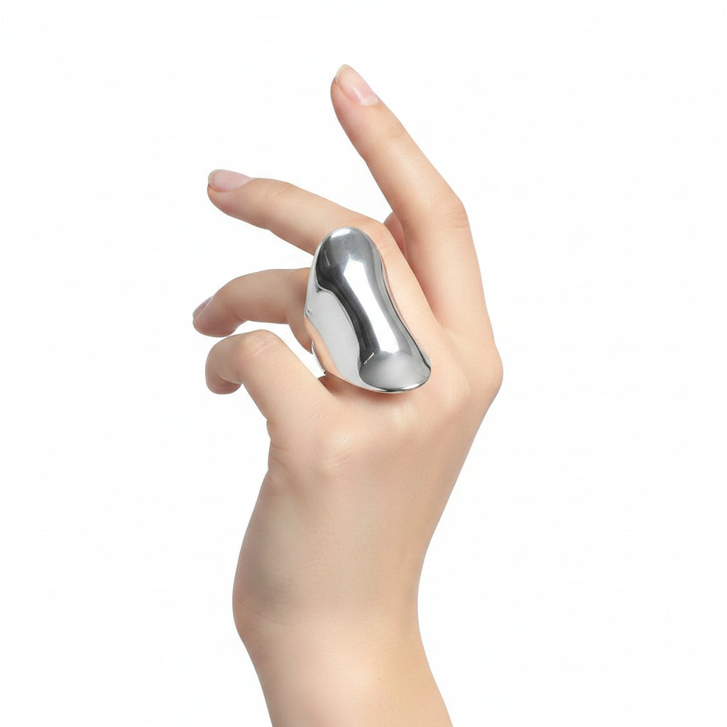 Anillo plataforma acero - anillo en acero con baño de oro de Amazing Joyas