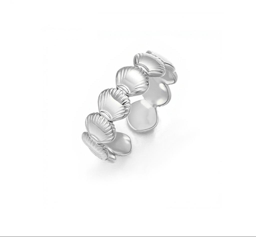 Anillo concha marina - anillo en acero con baño de oro de Amazing Joyas
