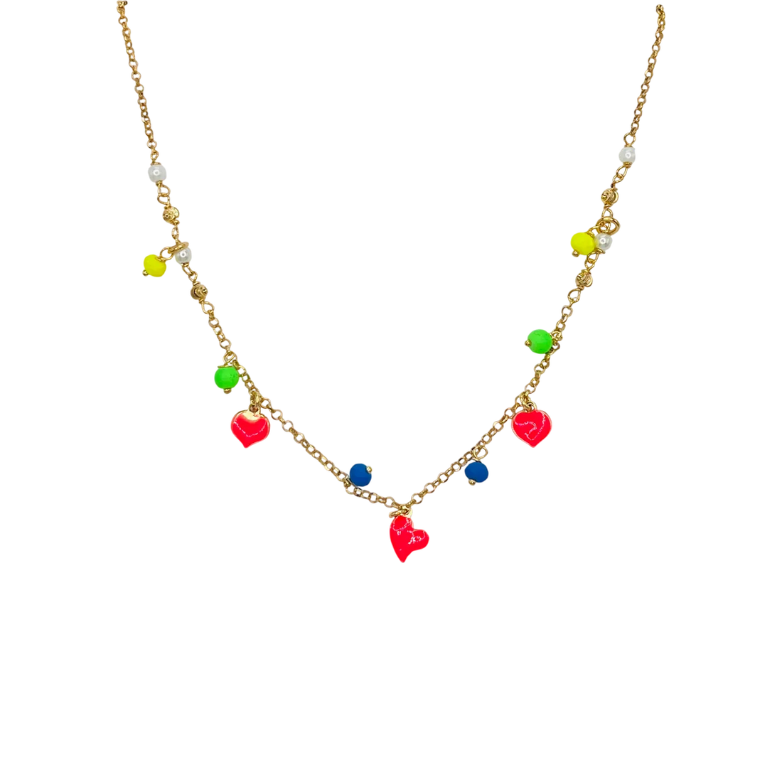 Collar fluo corazones