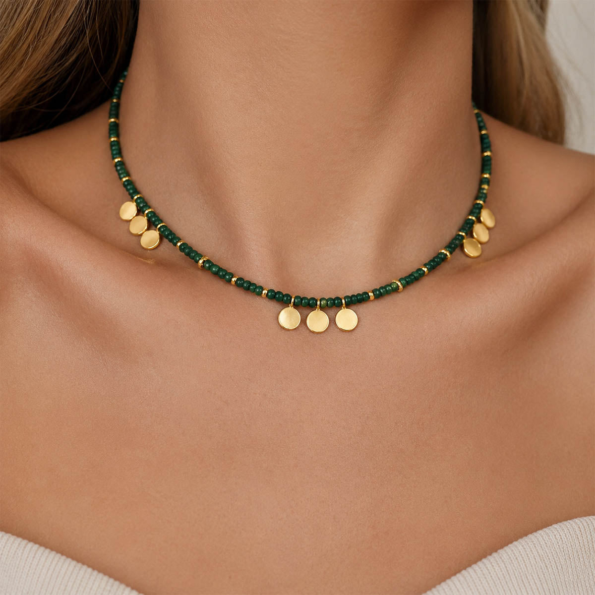 Choker acero piedras chapitas