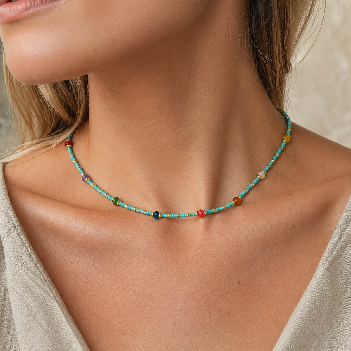 Choker acero piedras naturales