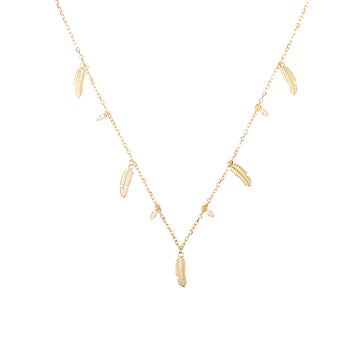 Colar Indie goldie com penas e círculos ovais
