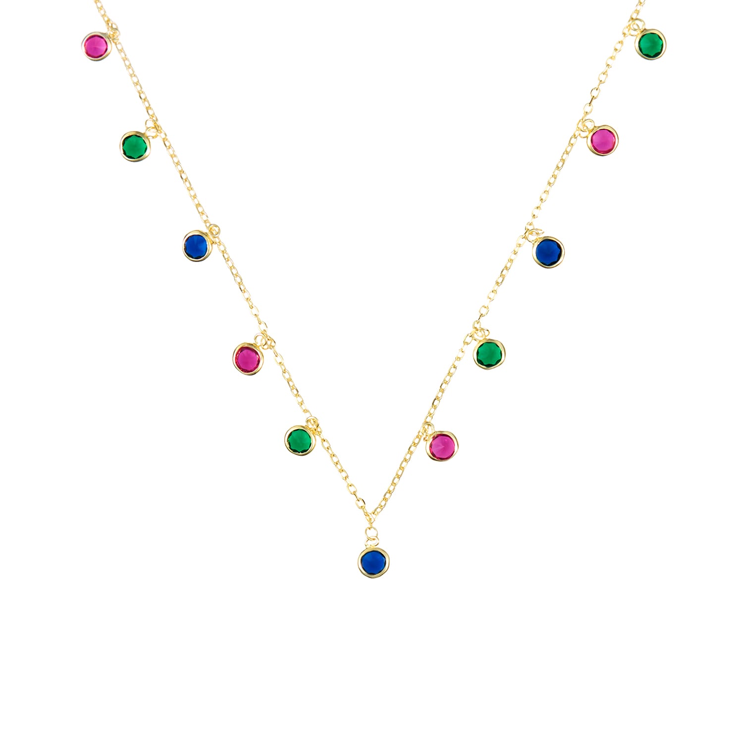 Colar goldie Aloha com círculos coloridos