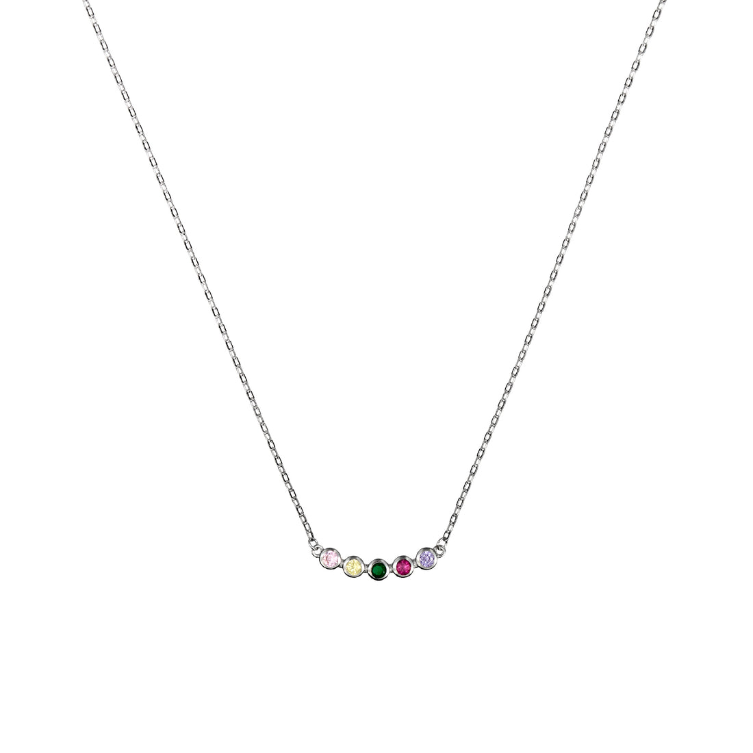 Colar Penta goldie com zircónias coloridas
