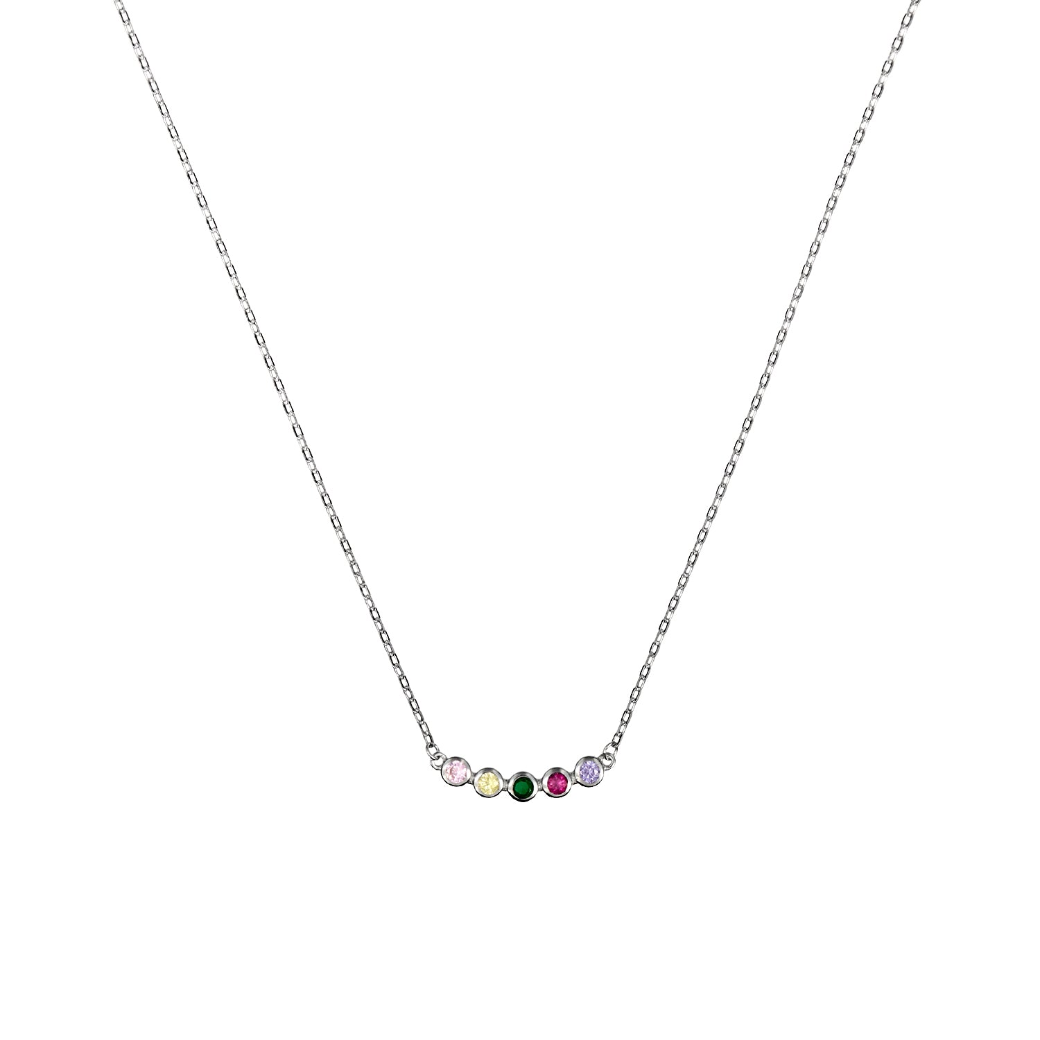 Colar Penta goldie com zircónias coloridas