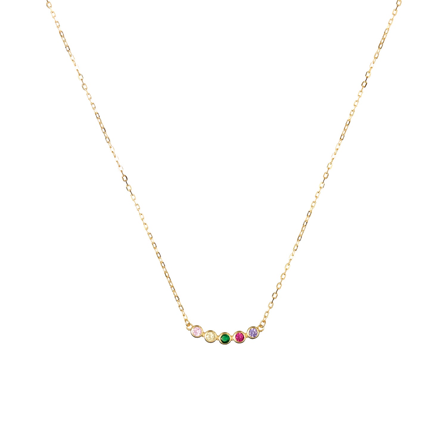 Colar Penta goldie com zircónias coloridas