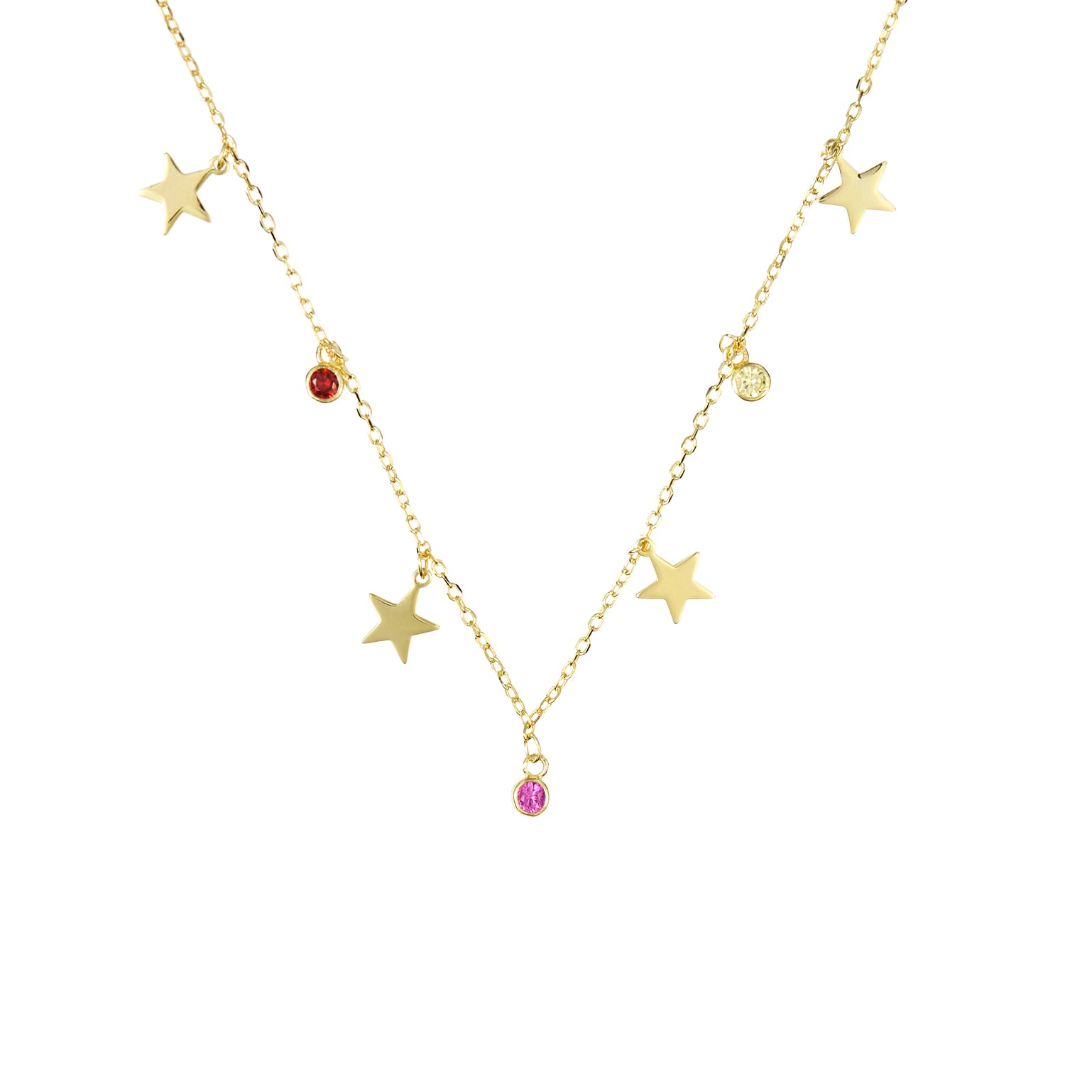 Colar A Sua Red Goldie com 4 estrelas e zircónias avermelhadas
