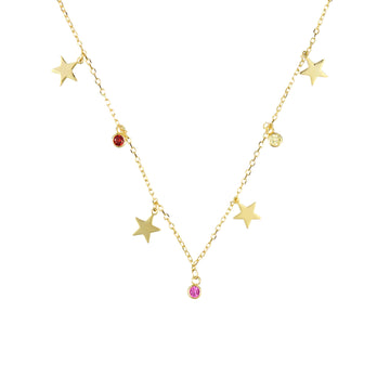 Colar A Sua Red Goldie com 4 estrelas e zircónias avermelhadas