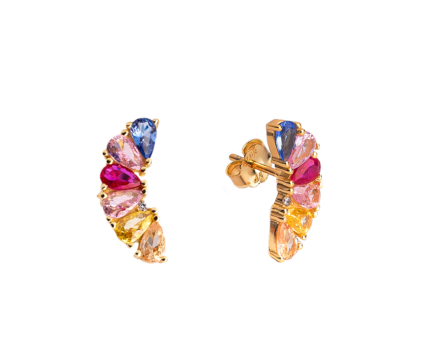 Pendientes gajos goldie con circos de colores