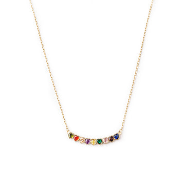 Colgante corazón Goldie con perlas y circos de colores