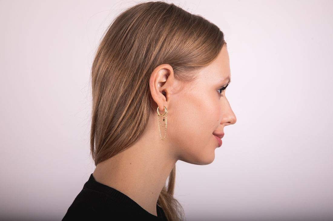 Aros con doble cadena y estrella
